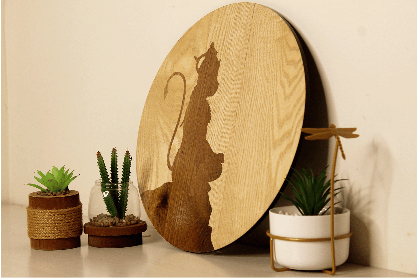 Hanuman Ji in Dhyan Mudra – Hand Crafted Veneer Art (Beige)