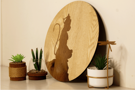 Hanuman Ji in Dhyan Mudra – Hand Crafted Veneer Art (Beige)