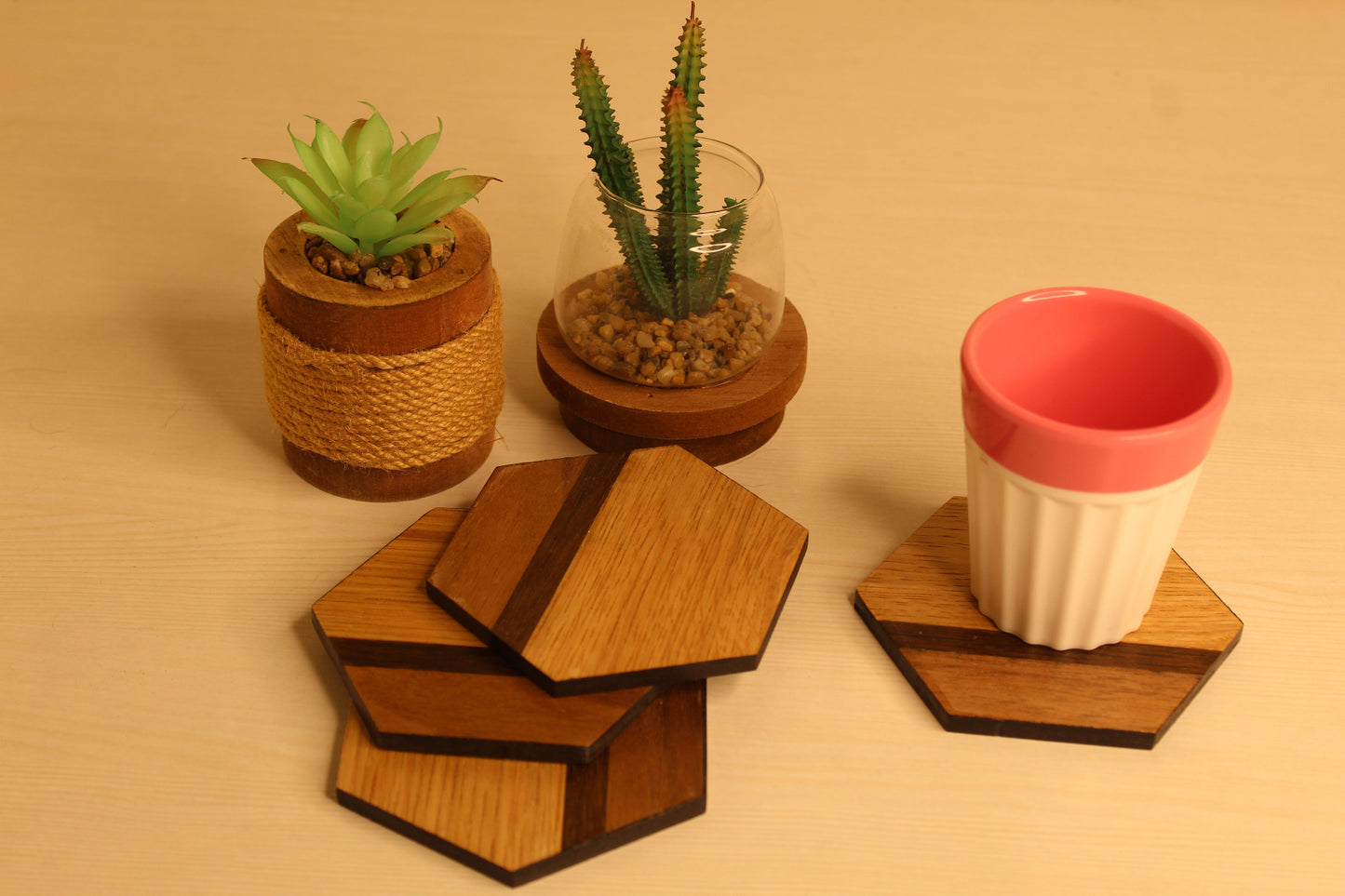 Rustic Geometry Coaster – Set of 4