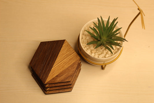 TriTone HexaWood Coaster – Set of 4
