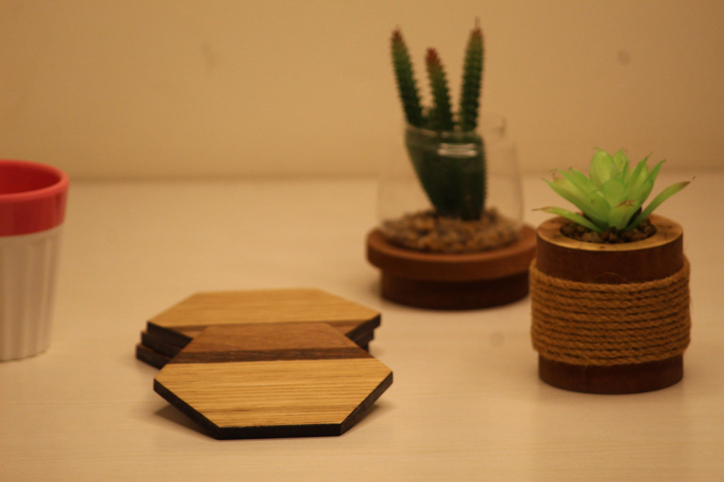 Rustic Geometry Coaster – Set of 4