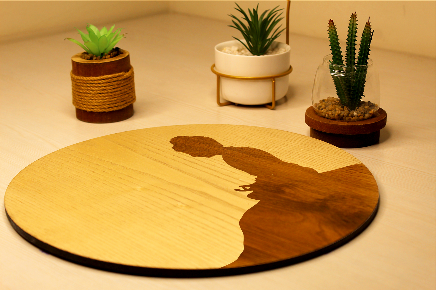 Budhha in Meditation-Handcrafted in Veneer Art (Beige)