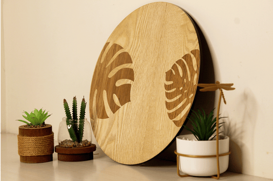Tropica Leaves-Hand Crafted Veneer Art(Beige)
