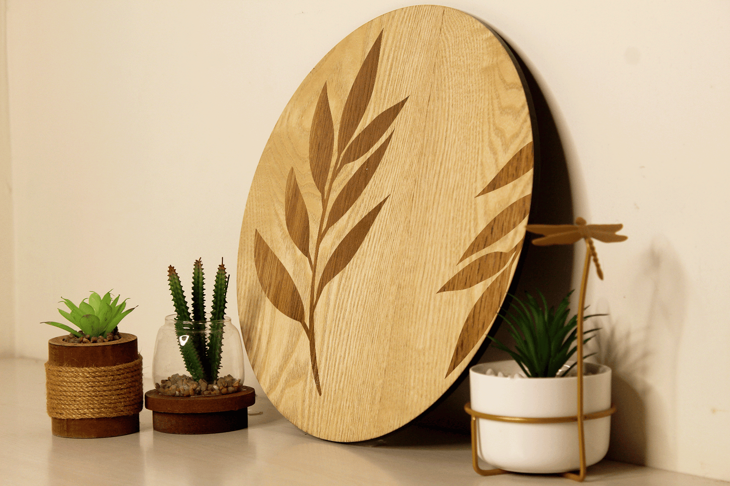 Serene Branch-Hand Crafted Veneer Art(Beige)