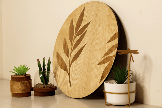Serene Branch-Hand Crafted Veneer Art(Beige)