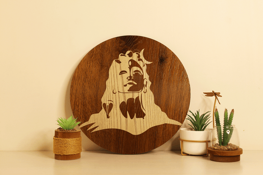 Adiyogi in Dhyan Mudra – Hand Crafted Veneer Art (Brown)