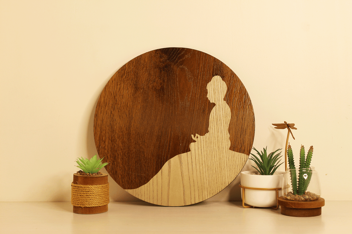Budhha in Meditation-Handcrafted in Veneer Art (Brown)