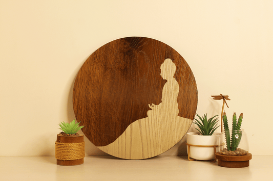 Budhha in Meditation-Handcrafted in Veneer Art (Brown)