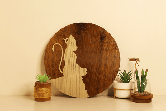 Hanuman Ji in Dhyan Mudra – Hand Crafted Veneer Art (Brown)
