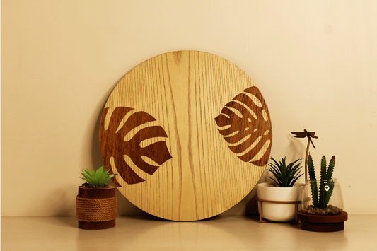Tropica Leaves-Hand Crafted Veneer Art(Beige)