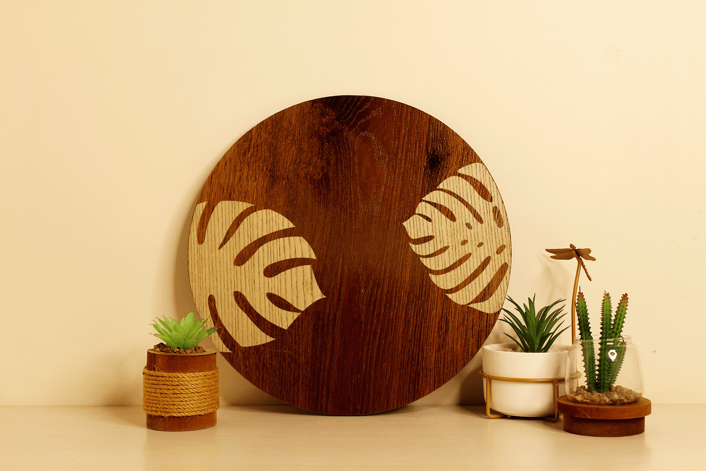 Tropica Leaves-Hand Crafted Veneer Art(Brown)