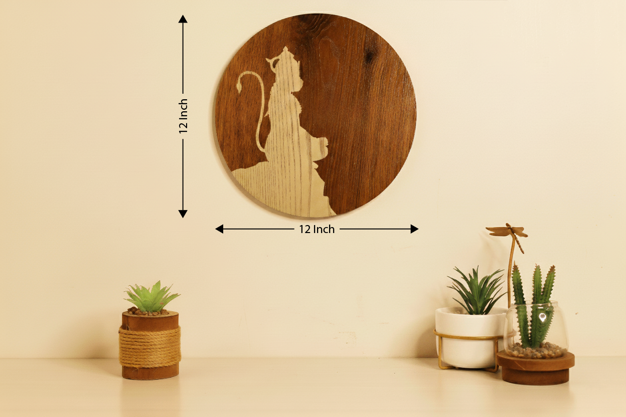 Hanuman Ji in Dhyan Mudra – Hand Crafted Veneer Art (Brown)