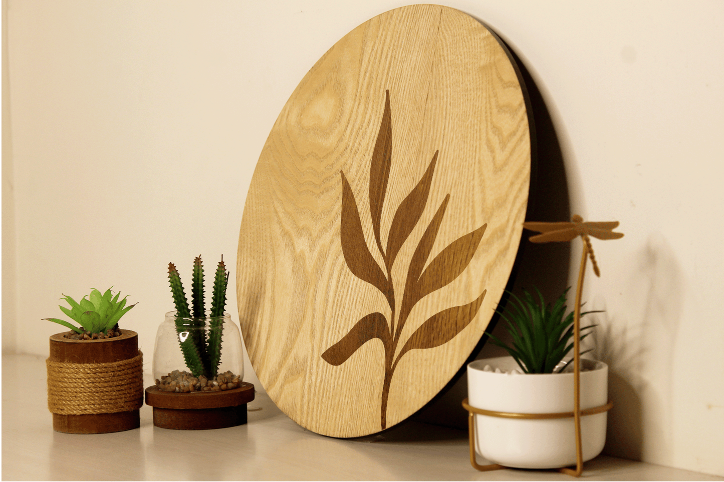 Rustic Banch-Hand Crafted Veneer Art(Beige)