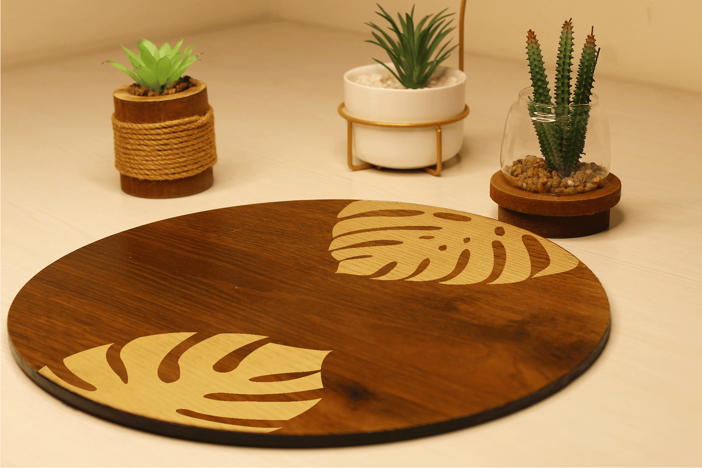 Tropica Leaves-Hand Crafted Veneer Art(Brown)