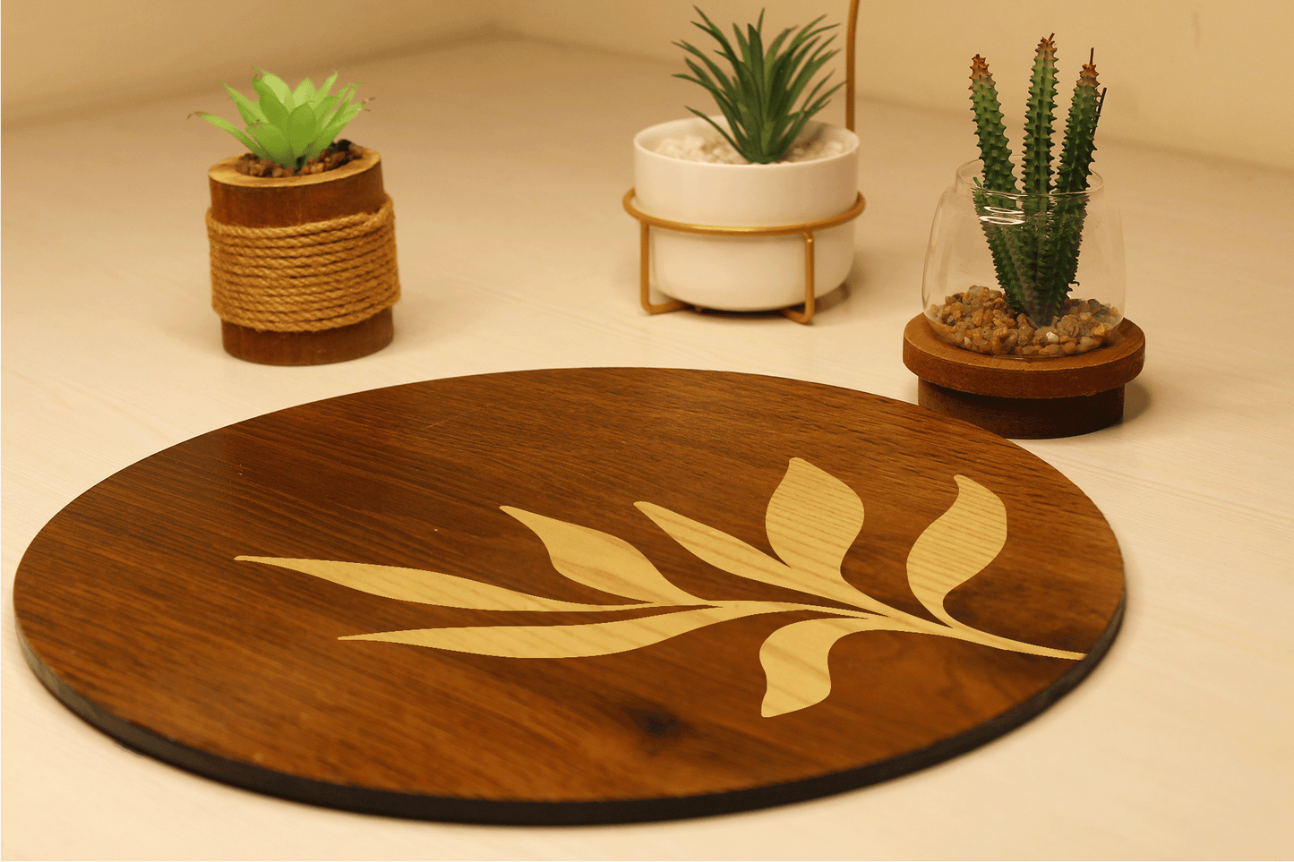Rustic Banch-Hand Crafted Veneer Art(Brown)