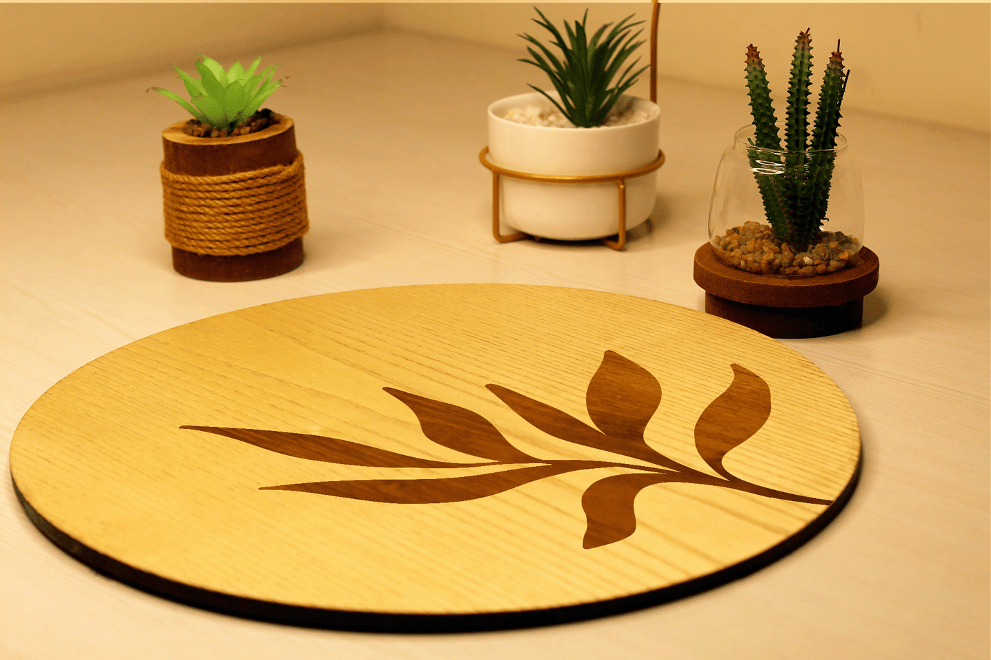 Rustic Banch-Hand Crafted Veneer Art(Beige)